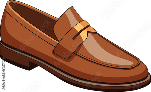 Classic brown leather loafer shoe vector