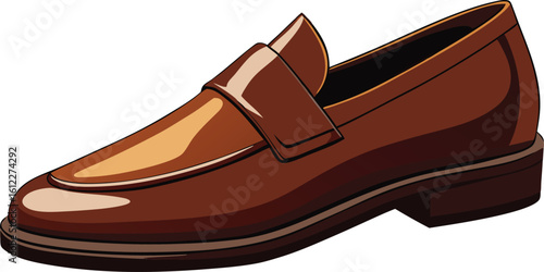 Classic brown leather loafer shoe vector