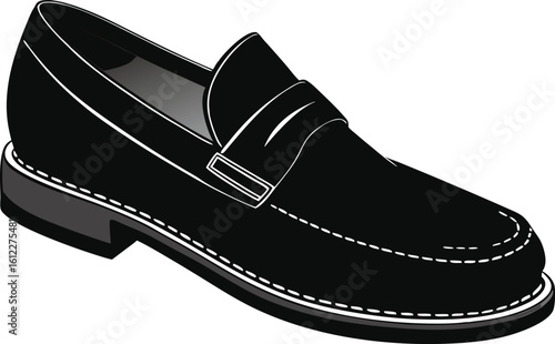 Classic black loafer shoe vector