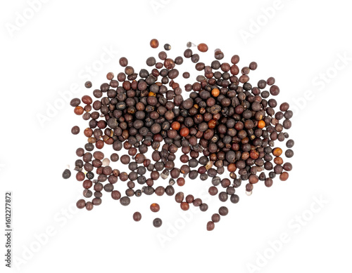 Pile of tiny brown mustard seeds ready for culinary use or ingredient creation