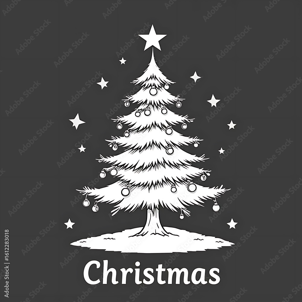 Fototapeta premium Elegant Christmas Tree Graphic on Dark Background