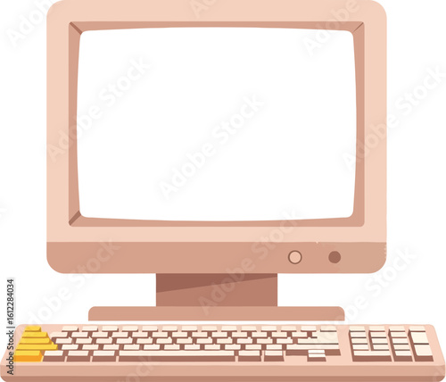 3D Render of a Retro Computer, Vintage Technology, and Classic Keyboard Design