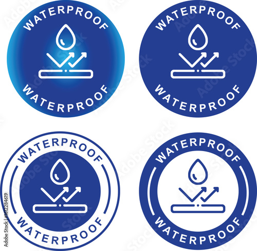 Waterproof Vector Icon – Product Certification Stamp for Safe and Resistant Items

