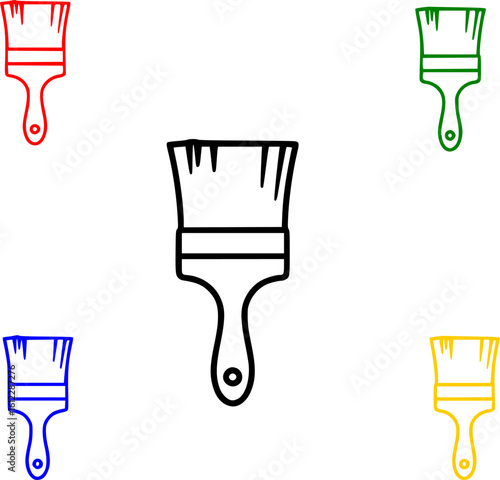 Paint brush outline icon vector
