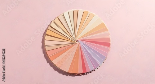 Pastel Color Palette Fan in Circular Arrangement on Pink Background