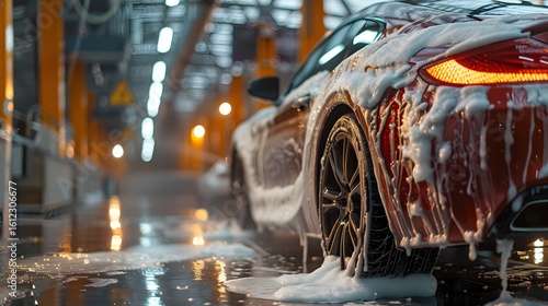 Car Wash Detail Red Luxury Car Soap Foam