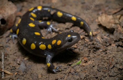 Spotted salamander macro field guide portrait 