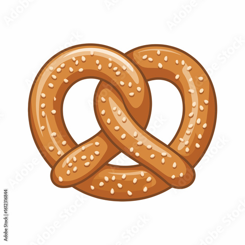 Classic baked pretzel with salt sprinkles isolated on white background