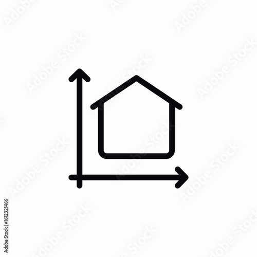 home dimensions icon sign vector