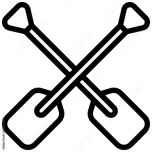 Paddle black outline icon, use for ocean, marine, sea and nautical UI, UX kit, app and web development, digital or print.