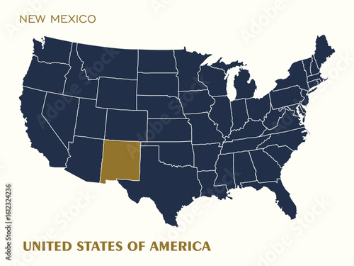 USA Map Highlighting New Mexico Vector