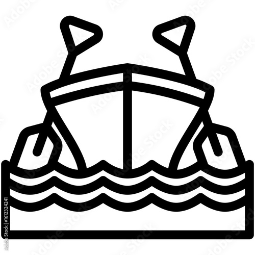 Paddle black outline icon, use for ocean, marine, sea and nautical UI, UX kit, app and web development, digital or print.