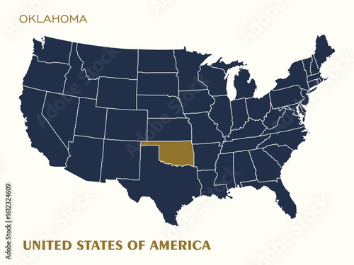 USA Map Highlighting Oklahoma Vector