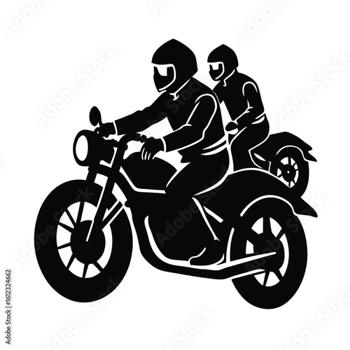 Two riders on motorcycle silhouette