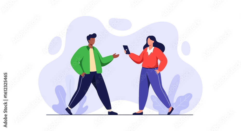 Fototapeta premium Diverse colleagues collaborating and using a smartphone, perfect for teamwork and communication concepts.