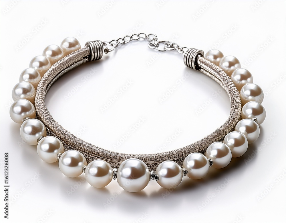 Obraz premium classic pearl necklace isolated on a white background