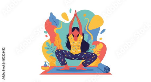Wallpaper Mural Woman practicing yoga, perfect for wellness websites, brochures, or fitness apps. Torontodigital.ca