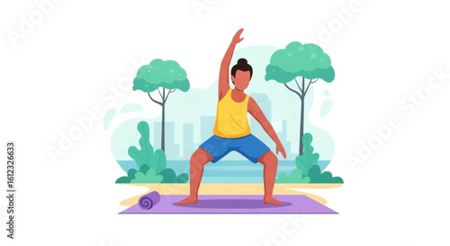 Person doing yoga outdoors, perfect for wellness websites or brochures.