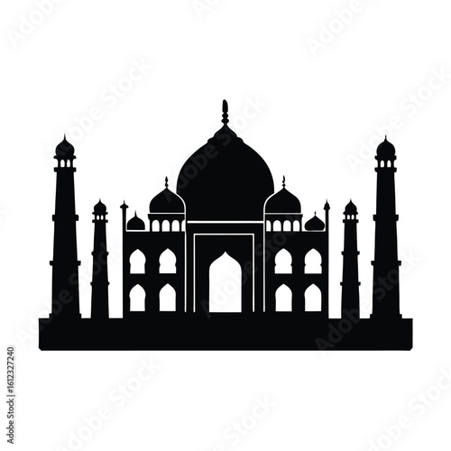 Iconic taj mahal monument silhouette
