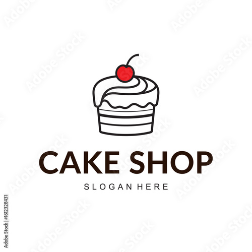 Delicious Cake Shop Logo with Cherry on Top