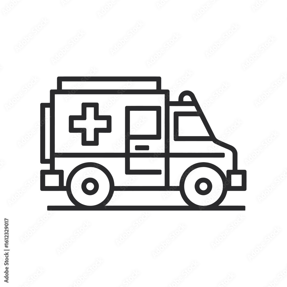 Emergency Vehicle Outline Ambulance Icon for Healthcare and Medical Services Emergency Vehicle Outline Ambulance Icon for Healthcare and Medical Services