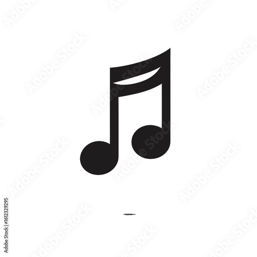 Musical Note Symbol Black and White Simple Design for Music and Sound Concepts