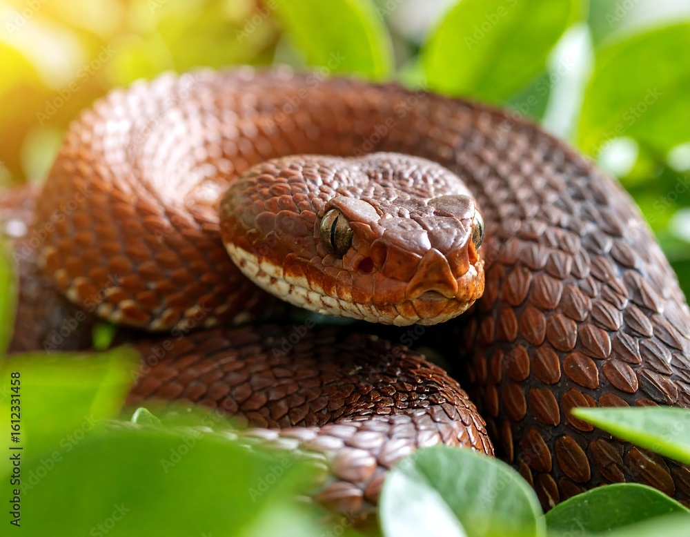 Fototapeta premium Brown snake in foliage