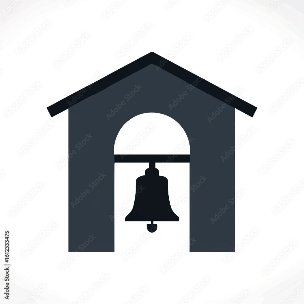 Obraz premium Minimalist bell tower against clean white background