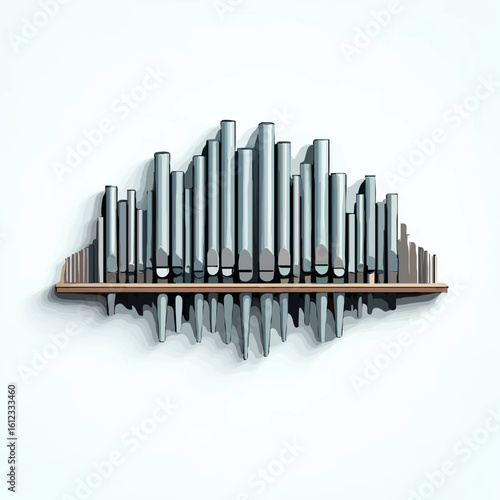 Illustration of church organ pipes on a white background

