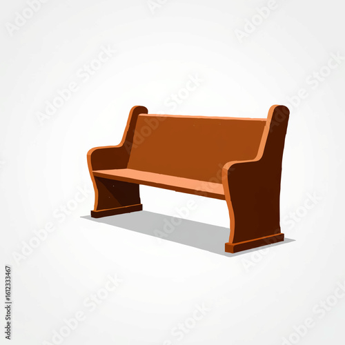 Wooden church pew isolated on white background

