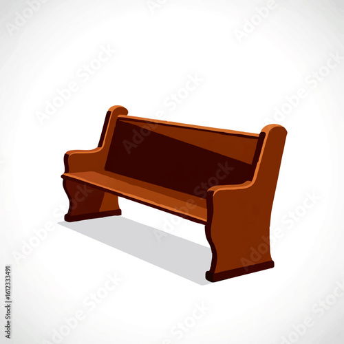 Wooden church pew isolated on white background

