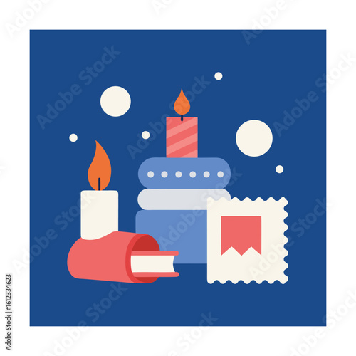 Hygge Inspired Stamp Set with Books, Candles, and Blankets