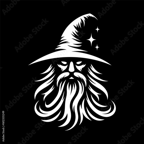 Wizard Illustration Logo in Black