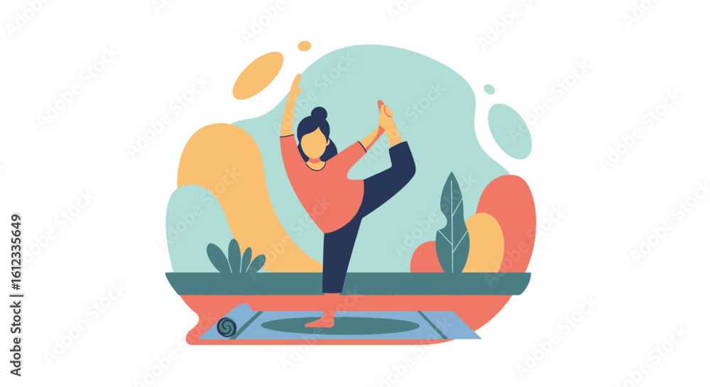 Fototapeta premium Woman practicing yoga, perfect for wellness websites or brochures.