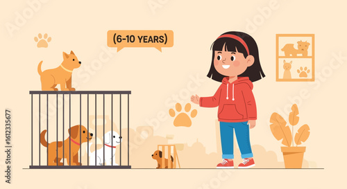 Girl Adopting Puppy From Animal Shelter Between 6 To 10 Years Old