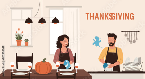 Happy Family Together Celebrating Thanksgiving Holiday Enjoying Festive Dinner
