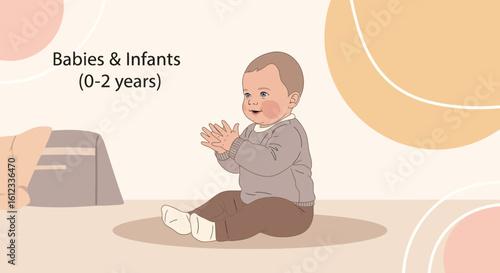 Happy Infant Clapping Hands In A Cheerful Display Of Early Childhood