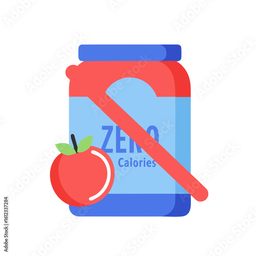 Vector illustration of no calories sign on white background, diet and nutrition concept