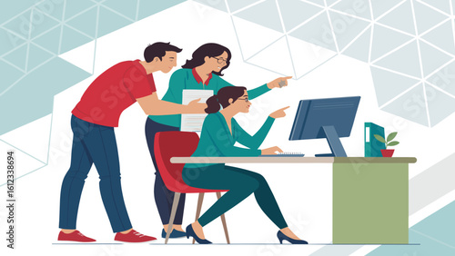 Teamwork and collaboration in the modern office: Illustration perfect for business presentations and websites.