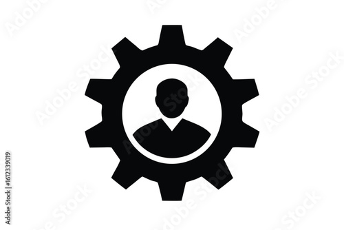 gear with person vector icon silhouette illustrati
