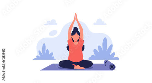 Woman practicing yoga outdoors: Perfect for wellness websites, brochures, and health apps.