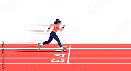 Determined Athlete Running Sprint On Track Towards The Finish Line Achievement