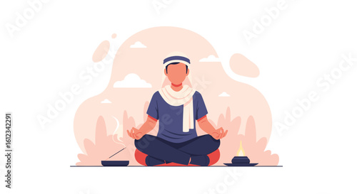 Wallpaper Mural Man in traditional clothing meditating, perfect for wellness websites or mindfulness apps. Torontodigital.ca