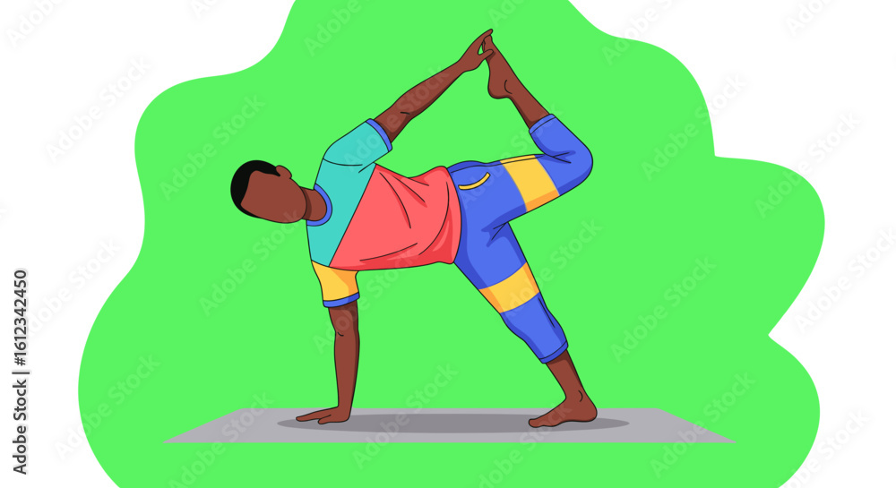 custom made wallpaper toronto digitalMan practicing Natarajasana yoga pose - perfect for fitness websites or yoga studios.