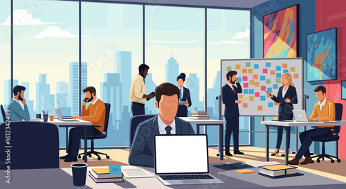 Wallpaper Mural Diverse business team collaborating in a modern office, perfect for website banners or company brochures. Torontodigital.ca