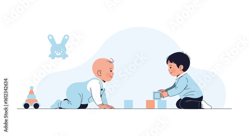 Early Childhood Education And Development Featuring Baby And Preschooler Playing