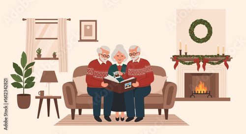 Elderly Relatives Cherishing Memories Together During the Holiday Season