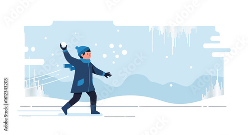 Cheerful Winter Day Playful Snowball Fight Fun Seasonal Activities Outdoors