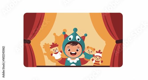 Enchanting Puppet Show Performed By Youngster With Cheerful Enthusiasm