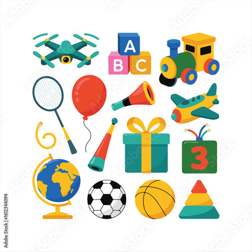 big collection of different objects isolated on white background